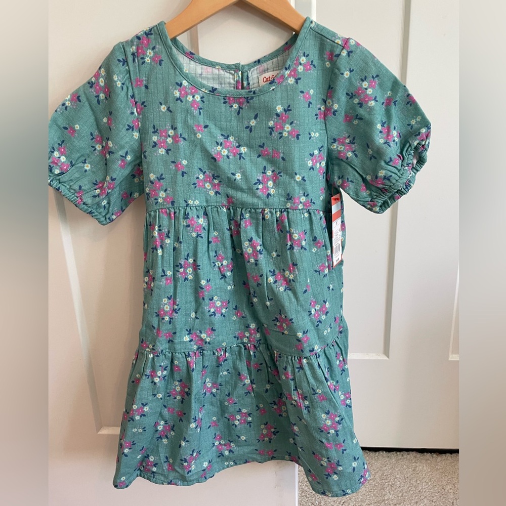 NWT Target Cat & Jack aqua floral tiered dress 5T